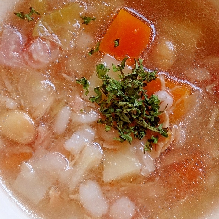 押し麦と野菜のコンソメスープ レシピ 作り方 By Ramjetcity 楽天レシピ